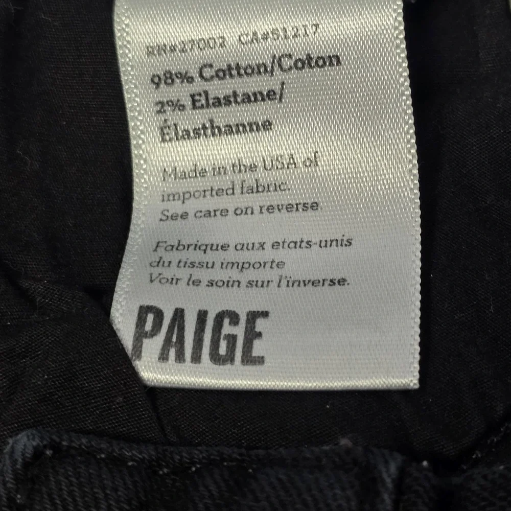 Paige Jeans Womens‎ Size 28 Skyline Skinny Black Distressed Denim Jeans Pants